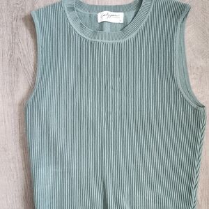 Carly Jean Los Angeles Ribbed Muscle Tee - Sage